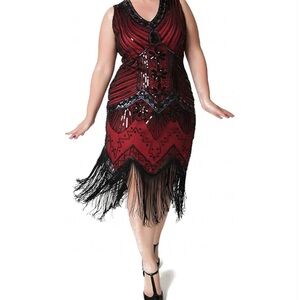 1920S Dress Evening Party Sequin Tassel Gown Dress Size XXL